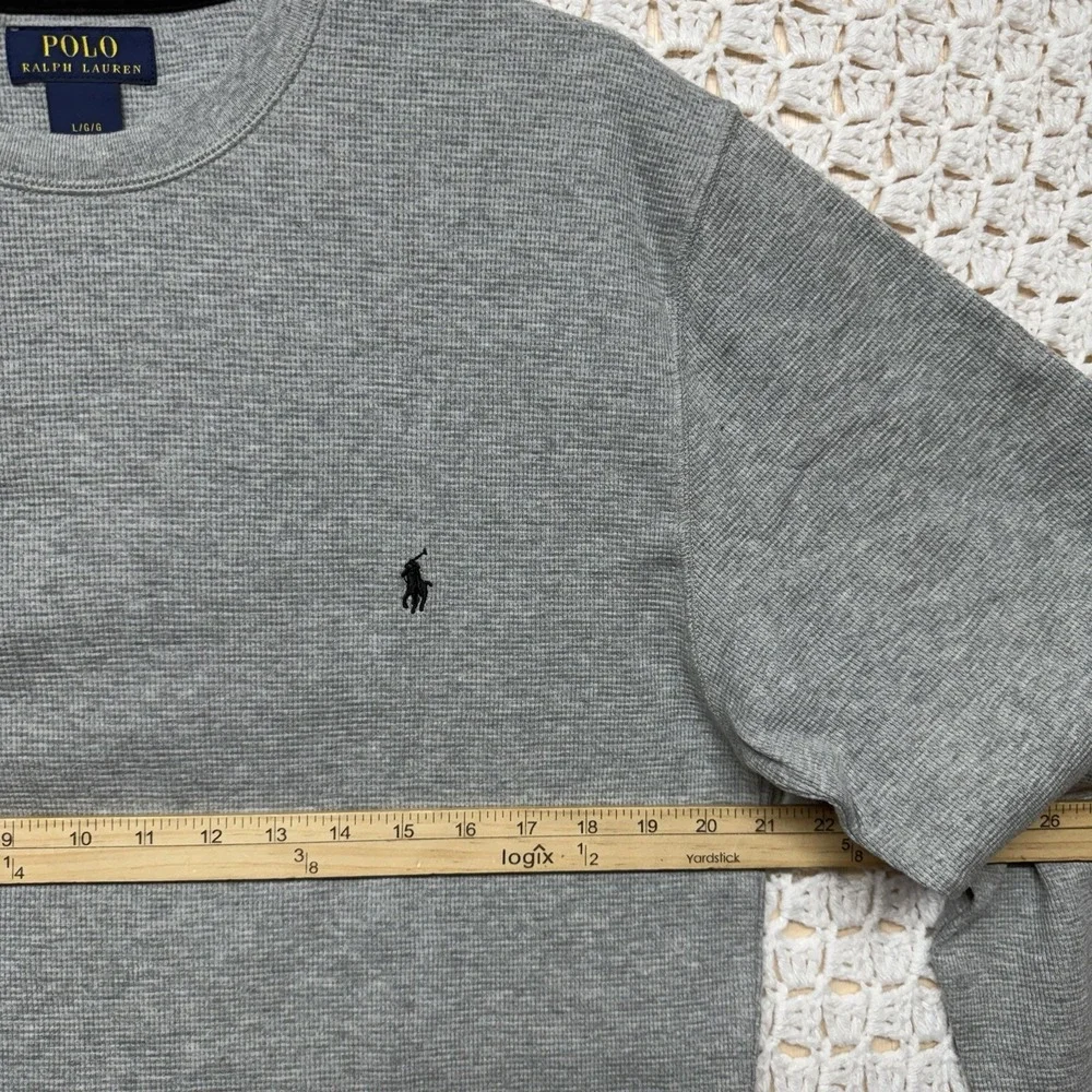 Polo Ralph Lauren Shirt Mens Sz L Gray Heather Thermal Waffle Knit 100%Cotton